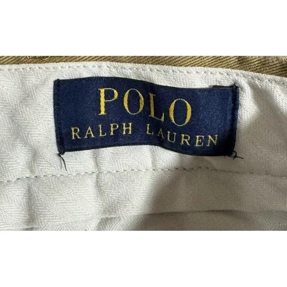 Polo Ralph Lauren Chinos Mens 36x32 Khaki Classic Fit Pleated Pants Preppy Dad